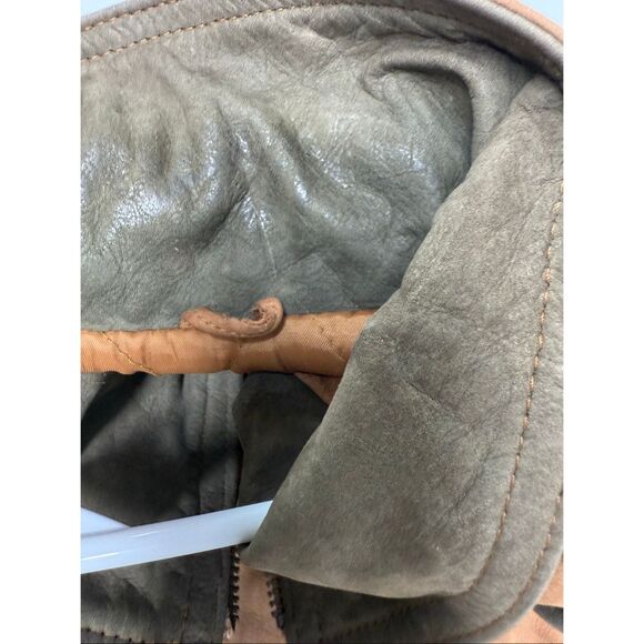 Rare Vintage Green Fields Men’s Leather Bomber Jacket Size L Lined Tan Brown - Picture 14 of 14